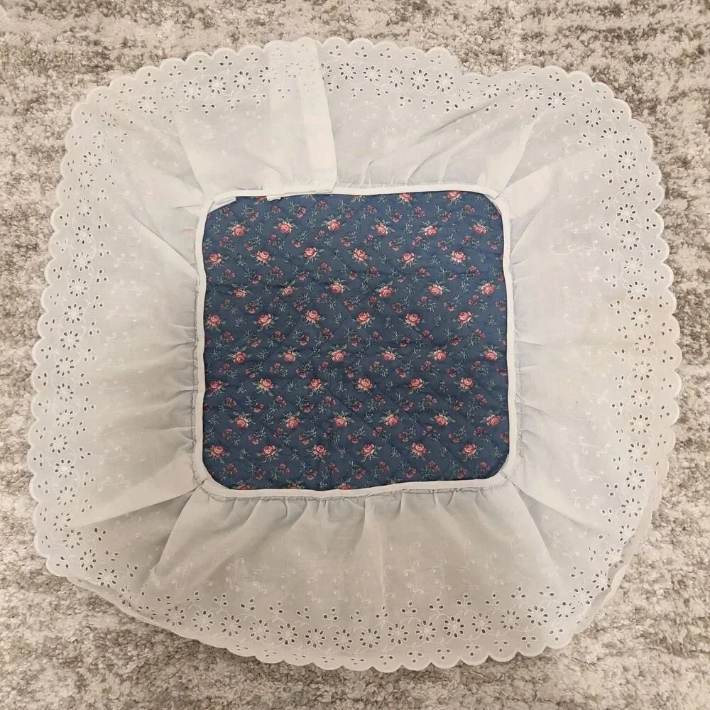 Vintage 80s 90s Lot Of 5 Pillow Cases Floral Lace Trim Cottagecore Grannycore